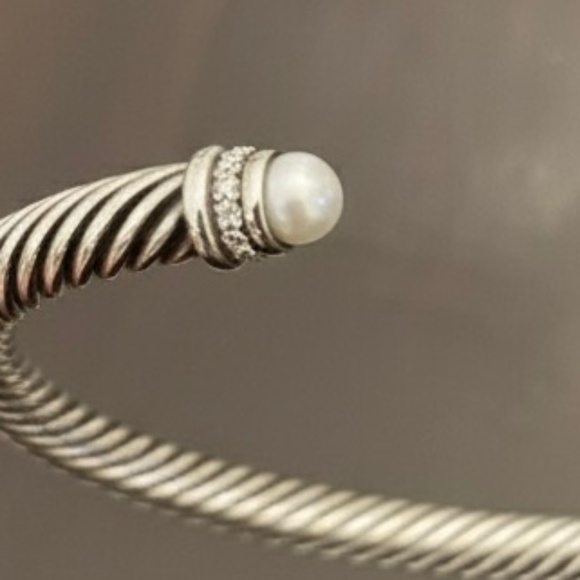 DAVID YURMAN - CLASSIC CABLE BRACELET Sterling Silver with Pearls and Diamonds - Picture 6 of 7